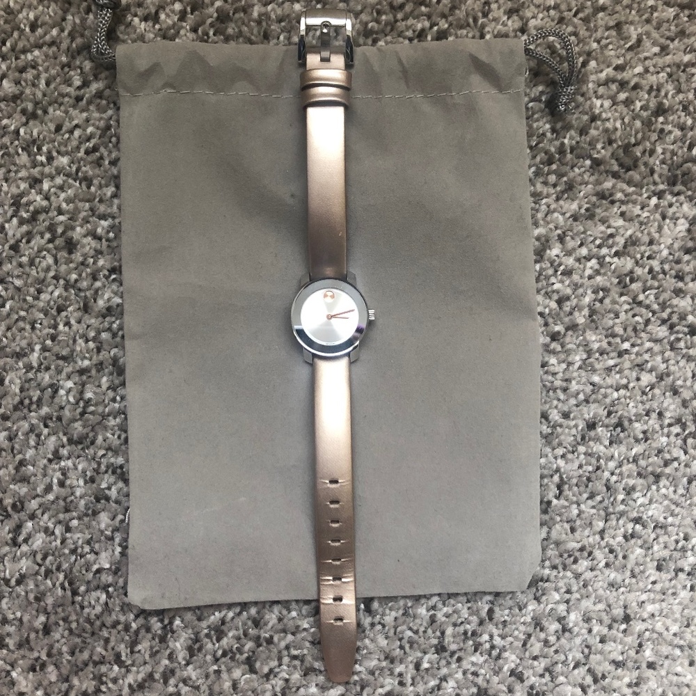 Movado Bold Genuine Leather Wristwatch
